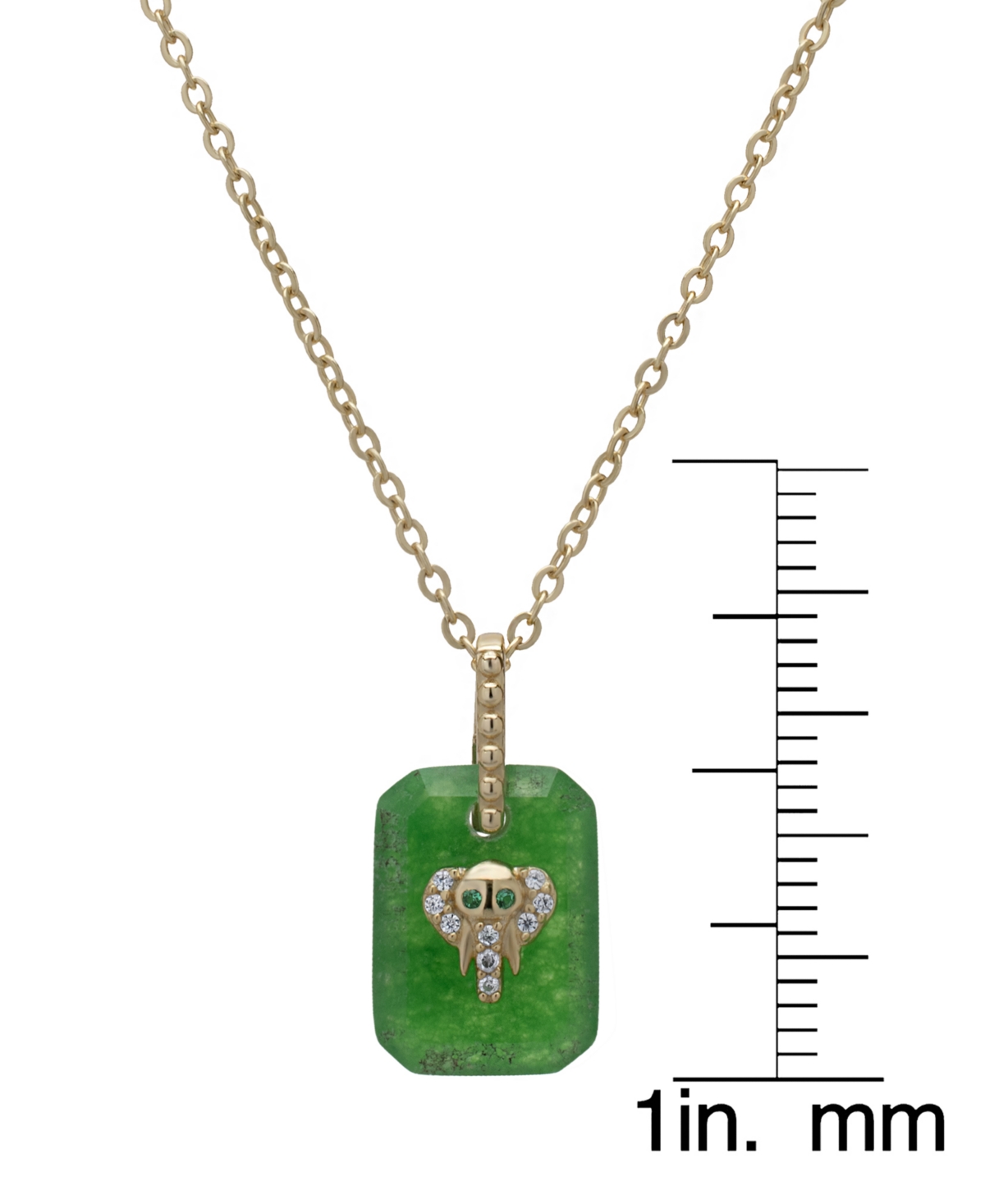 Macy's Lab-grown Aventurine (1-1/5 Ct. T.w.), White Sapphire (1/10 Ct. T.w.) & Green Spinel Elephant Pendan In Gold