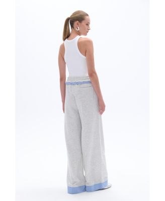 Women's Mid Rise Pants with Garni Details