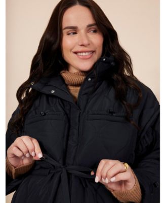 Women's Woven Full-Zip Long Sleeve Quilted Puffer Jacket - Motherhood Maternity