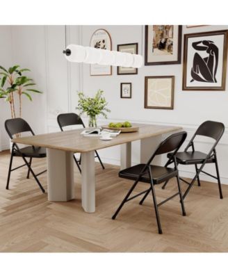 Dining Chairs Set of 4, Foldable Dining Chairs with Metal Frame Hold Up to 350 Pounds, Portable Kitchen Chair Suitable for Dining Room, Living Room, Office, Indoor and Outdoor Events