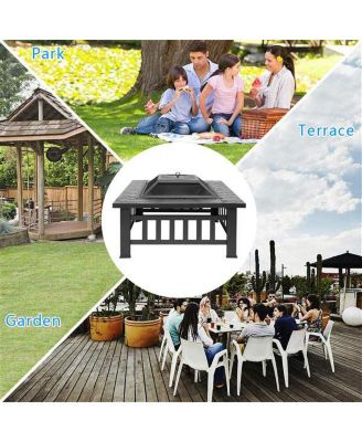 Portable Metal Fire Bowl for Courtyard – Complete with Accessories