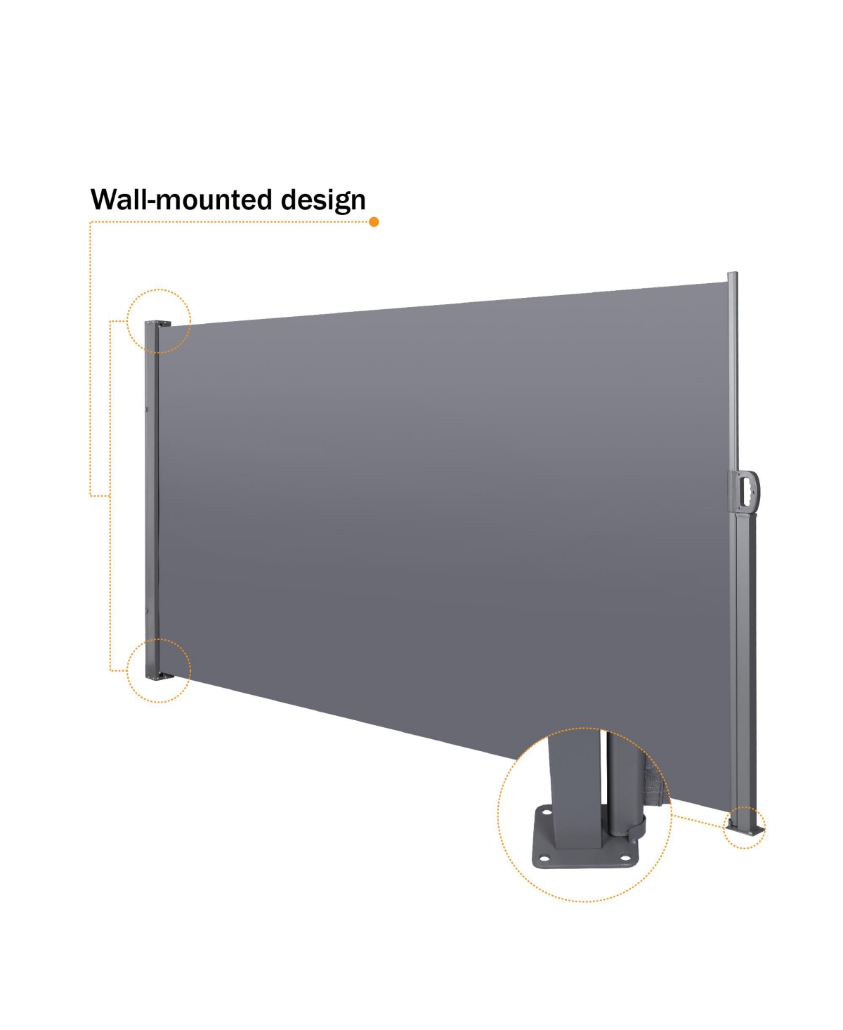 Slickblue Retractable Side Screen Awning, Uv Resistant, Waterproof, Patio Privacy Screen for Garden, Balcony