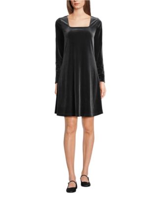 Women's Knit Velvet Square Neck Dress
