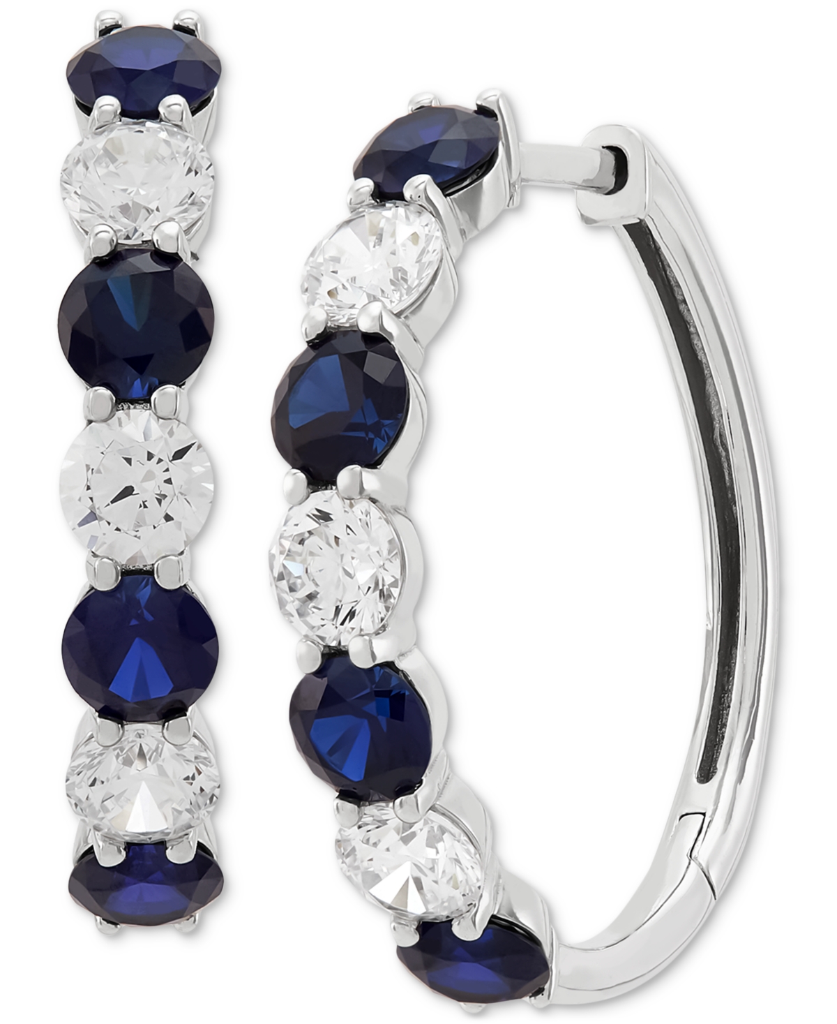 Grown With Love Lab Grown Emerald (1-7/8 Ct. T.w.) & Lab Grown Diamond (1-1/2 Ct. T.w.) Small Hoop Earrings In 14k G In Sapphire