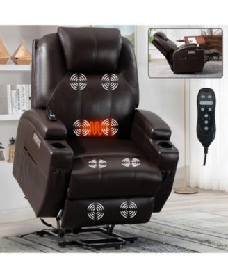 Up to 350lbs Okin Motor Power Lift Recliner Chair for Elderly Heavy Duty Motion Mechanism with 8-Point Vibration Massage and Lumbar Heating