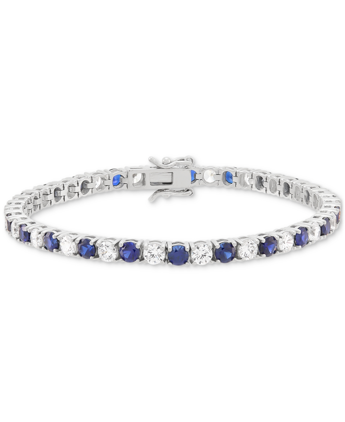 Grown With Love Lab Grown Emerald (4-5/8 Ct. T.w.) & Lab Grown Diamond (4-1/2 Ct. T.w.) Tennis Bracelet In 14k Gold In Sapphire