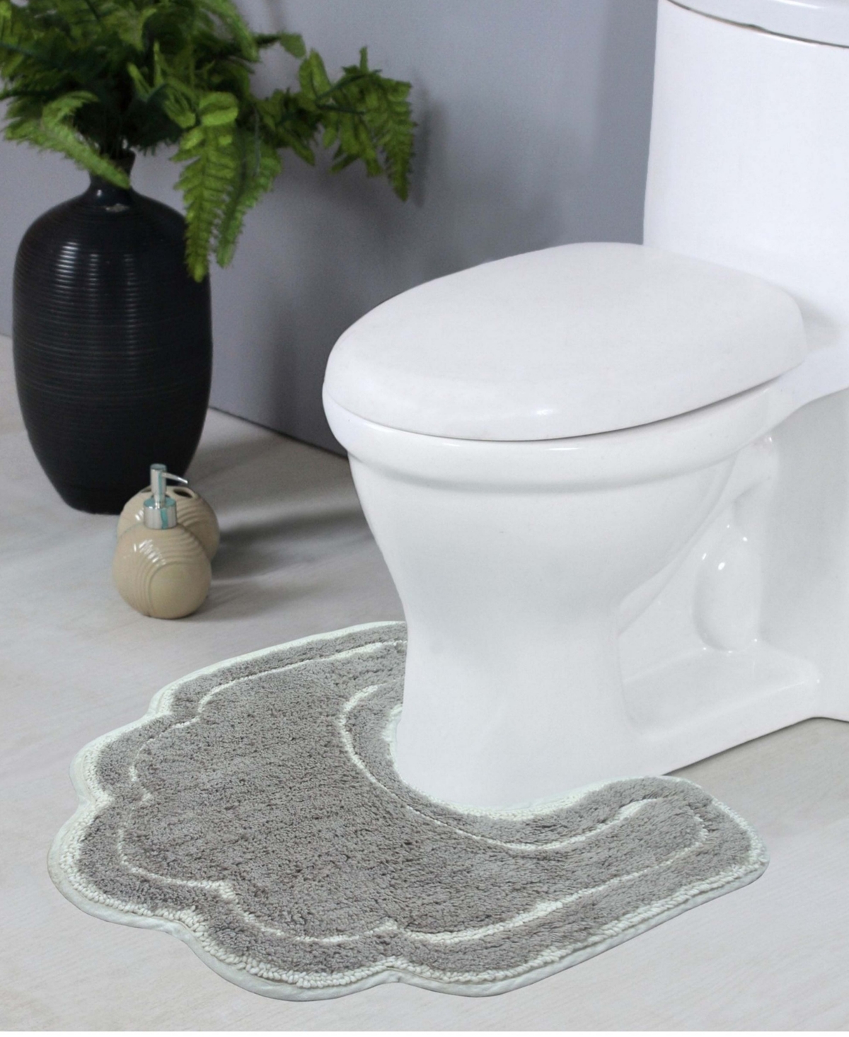Home Weavers Allure Bathroom U-shape Contour Toilet Rug, 20" X 20" In Gray