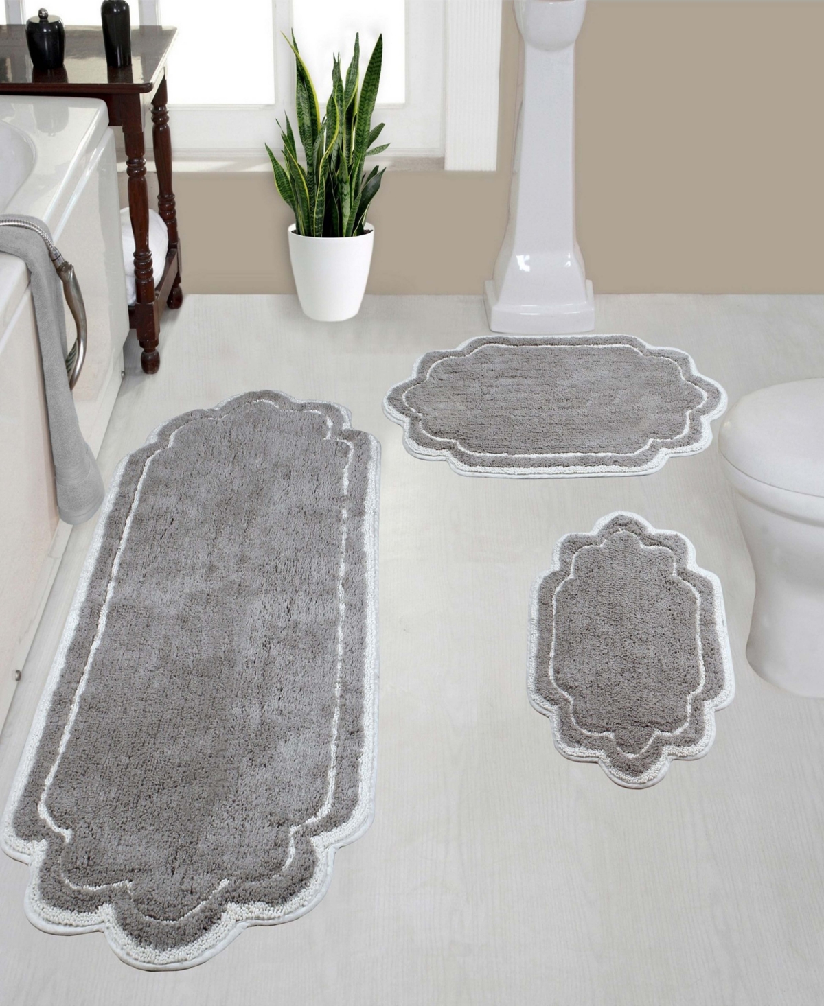 Home Weavers Allure Bathroom 3-pc. Bath Rug Set In Gray