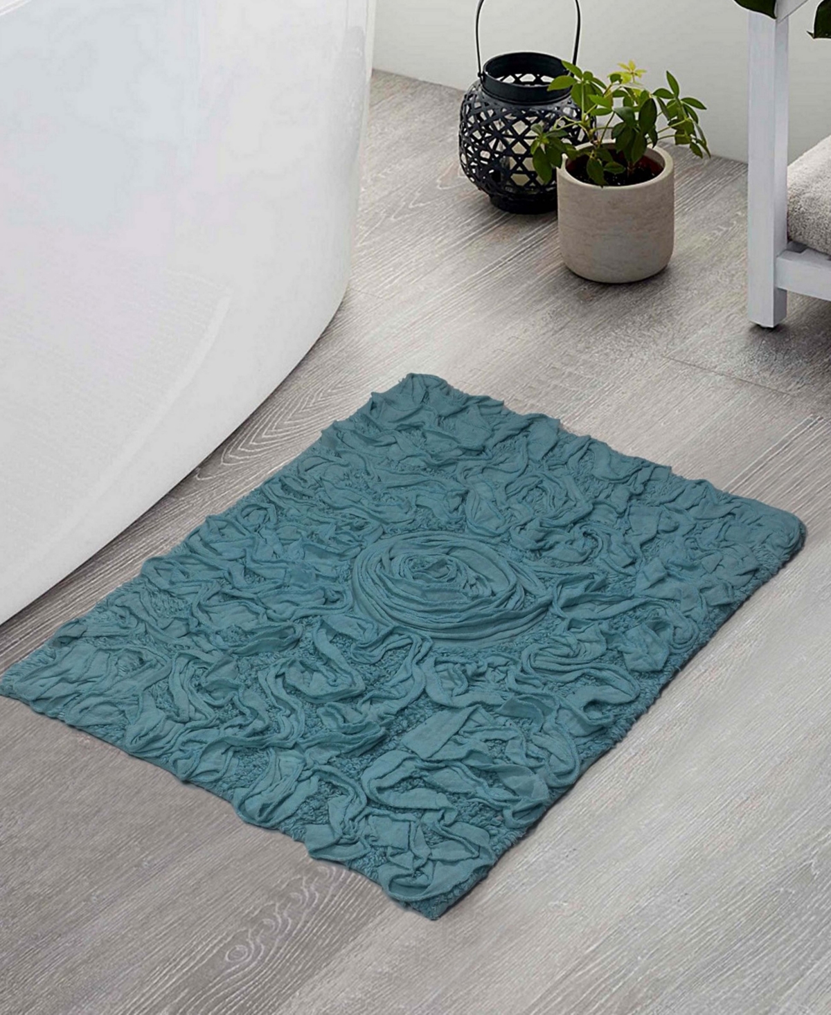 Home Weavers Modesto Bath Rug, 17" X 24" In Turquoise