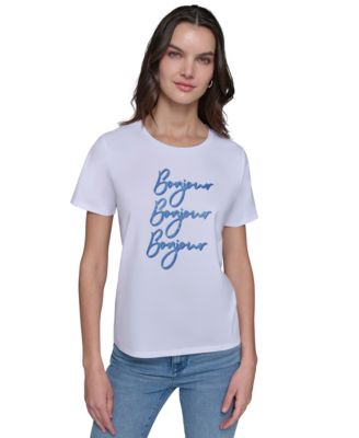 KARL LAGERFELD PARIS - Women's Bonjour Script Crewneck Tee