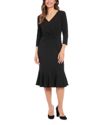London Times - Women's Twist-Front Midi Dress