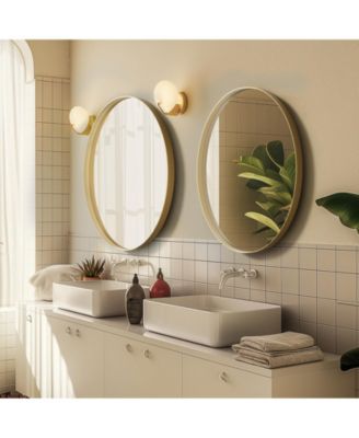 Decorative Gold Aluminum Frame Oval Wall Mirror Living Room Accent Decor Mirror