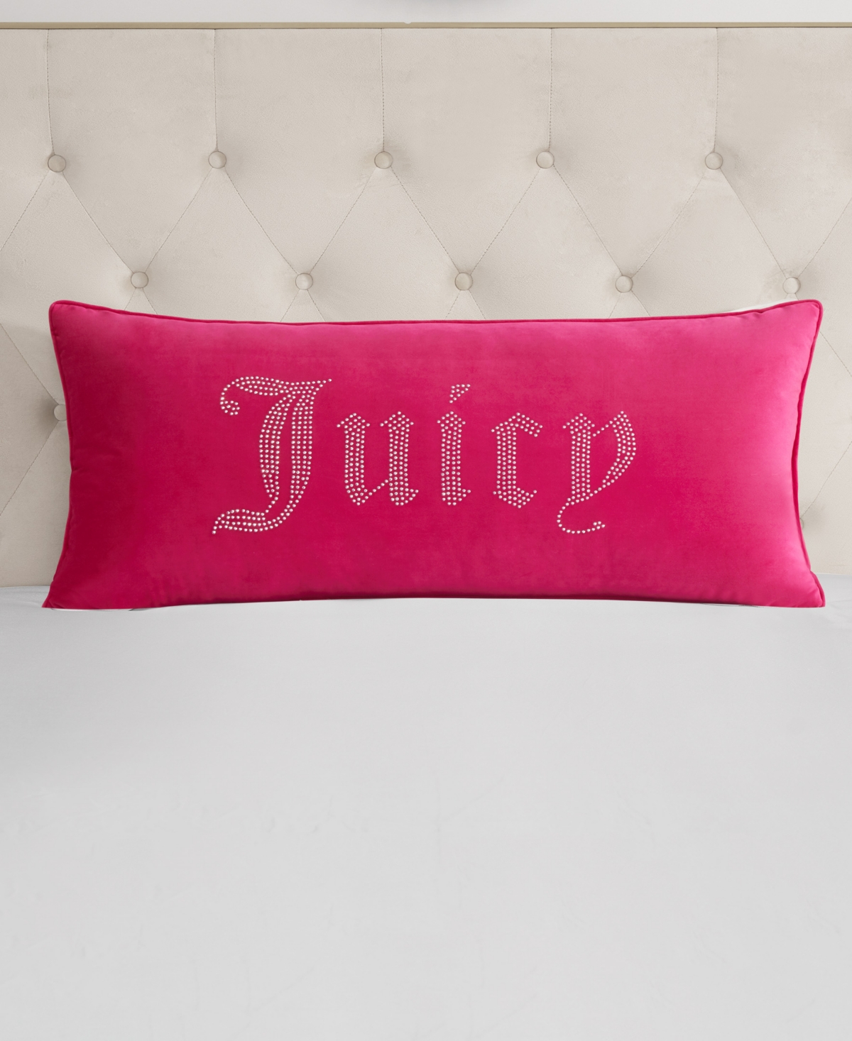 Shop Juicy Couture Silver-tone Rhinestone Decorative Pillow, 16" X 36" In Light Pink