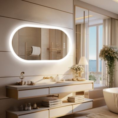 500 x 800mm Oval Led Bathroom Vanity Mirror with Backlit Dimmable 3 Lights Anti-fog