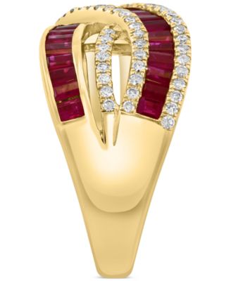 EFFY&reg; Ruby (1-3/8 ct. t.w.) & Diamond (1/3 ct. t.w.) Crossover Statement Ring in 14k Gold