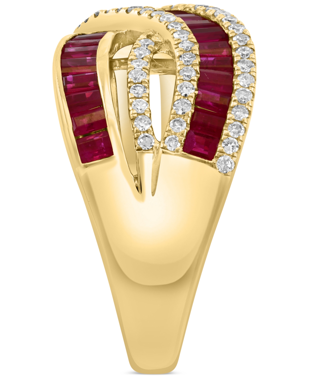 Effy(1-3/8 ct. t.w.) & Diamond (1/3 ct. t.w.) Crossover Statement Ring in 14k Gold - Ruby