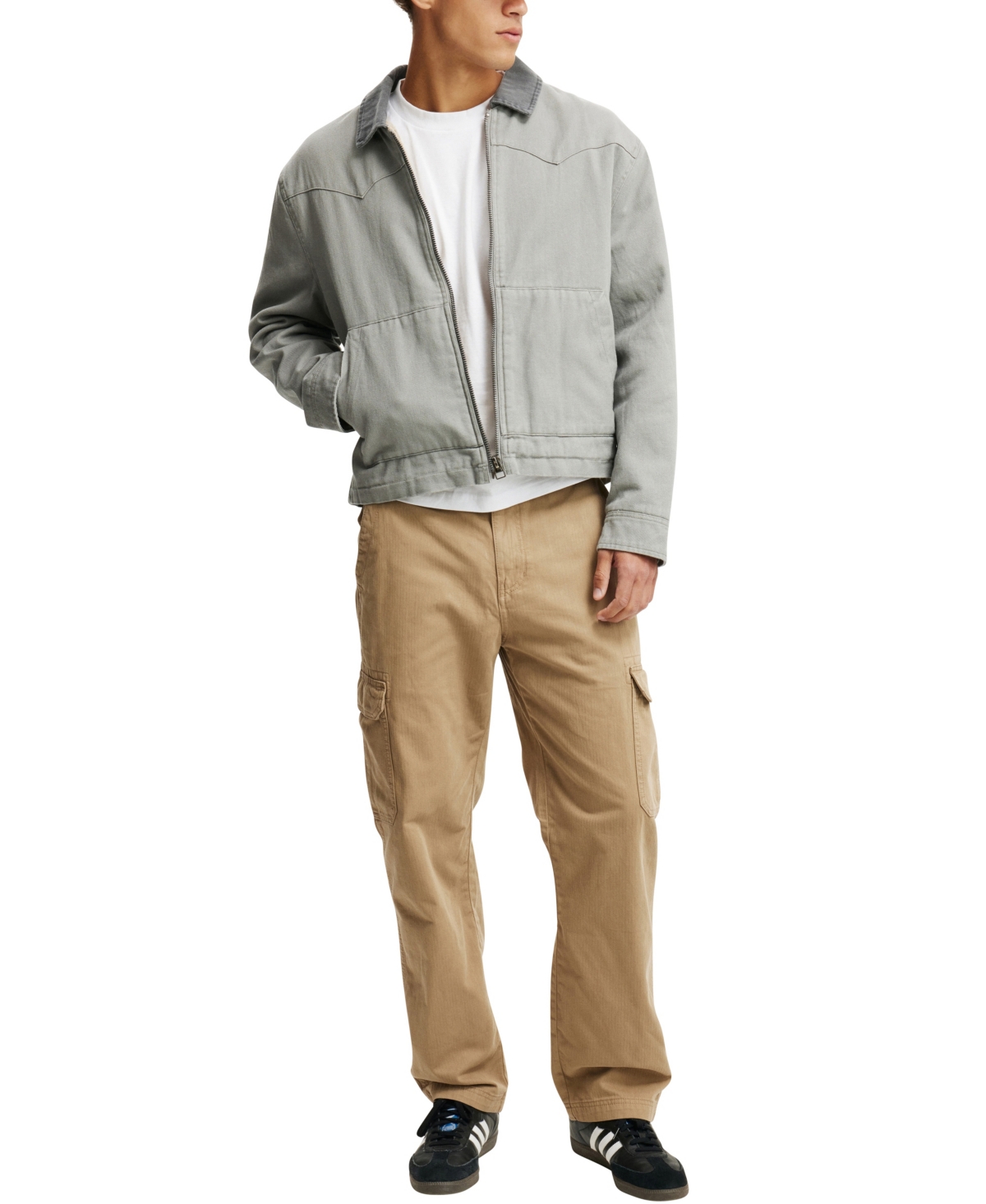 Shop Cotton On Men's Tactical Cargo Pants In Light Camel Herringbone