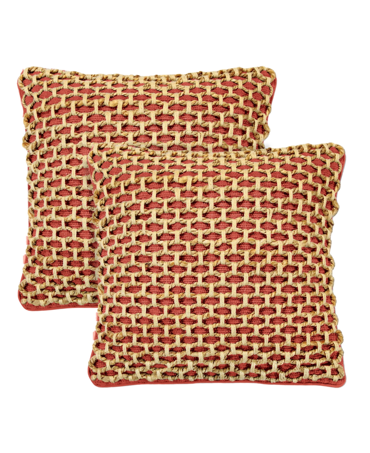 Boho Living Jada Jute Decorative Pillows 2 Piece Set, 20" X 20" In Rust