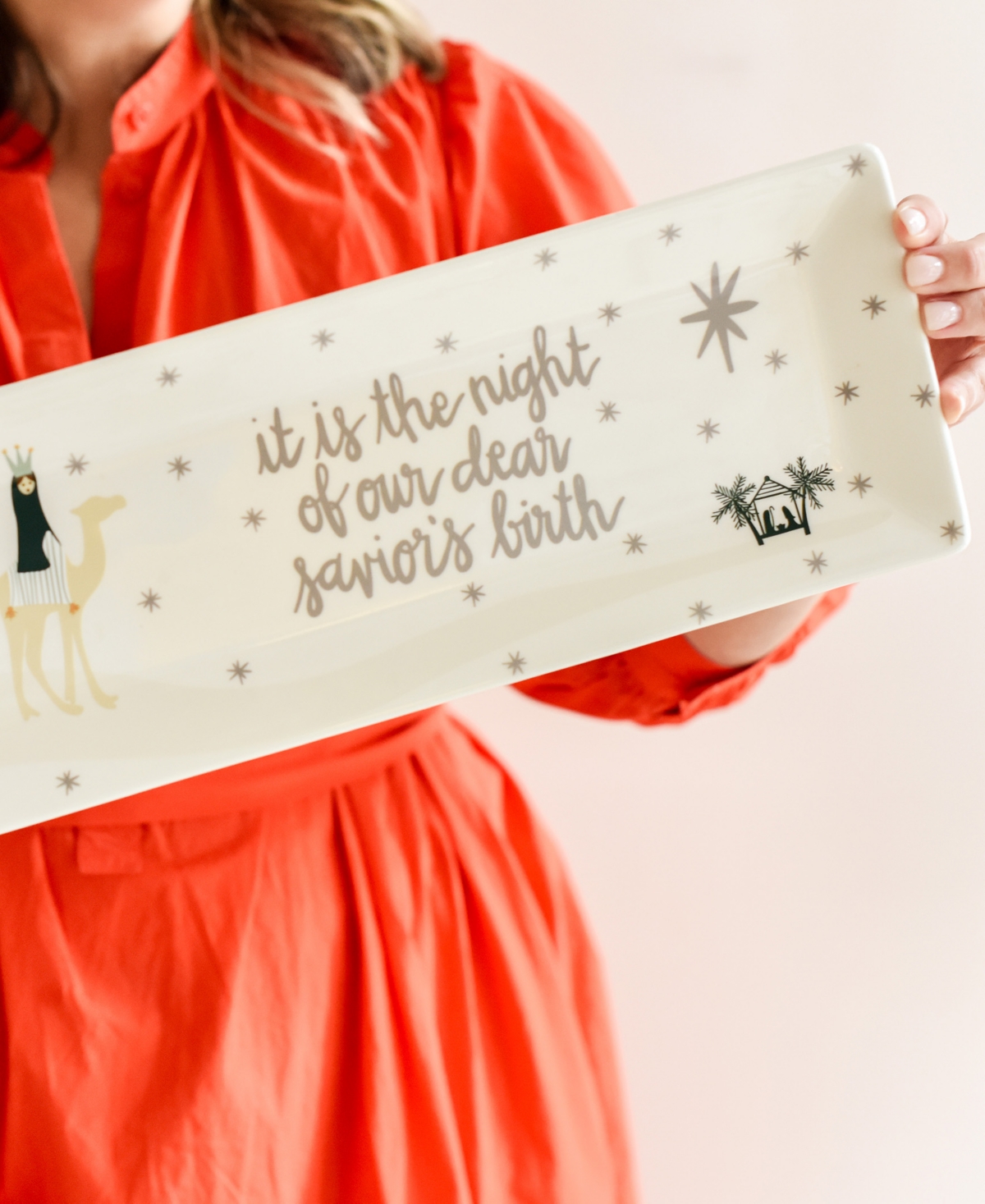 Coton Colors O Holy Night In Color Skinny Rectangle Tray In White