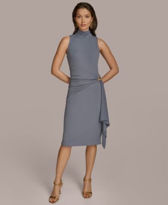 Donna Karan New York Women's Mock-Neck Sleeveless Dress - Macy's