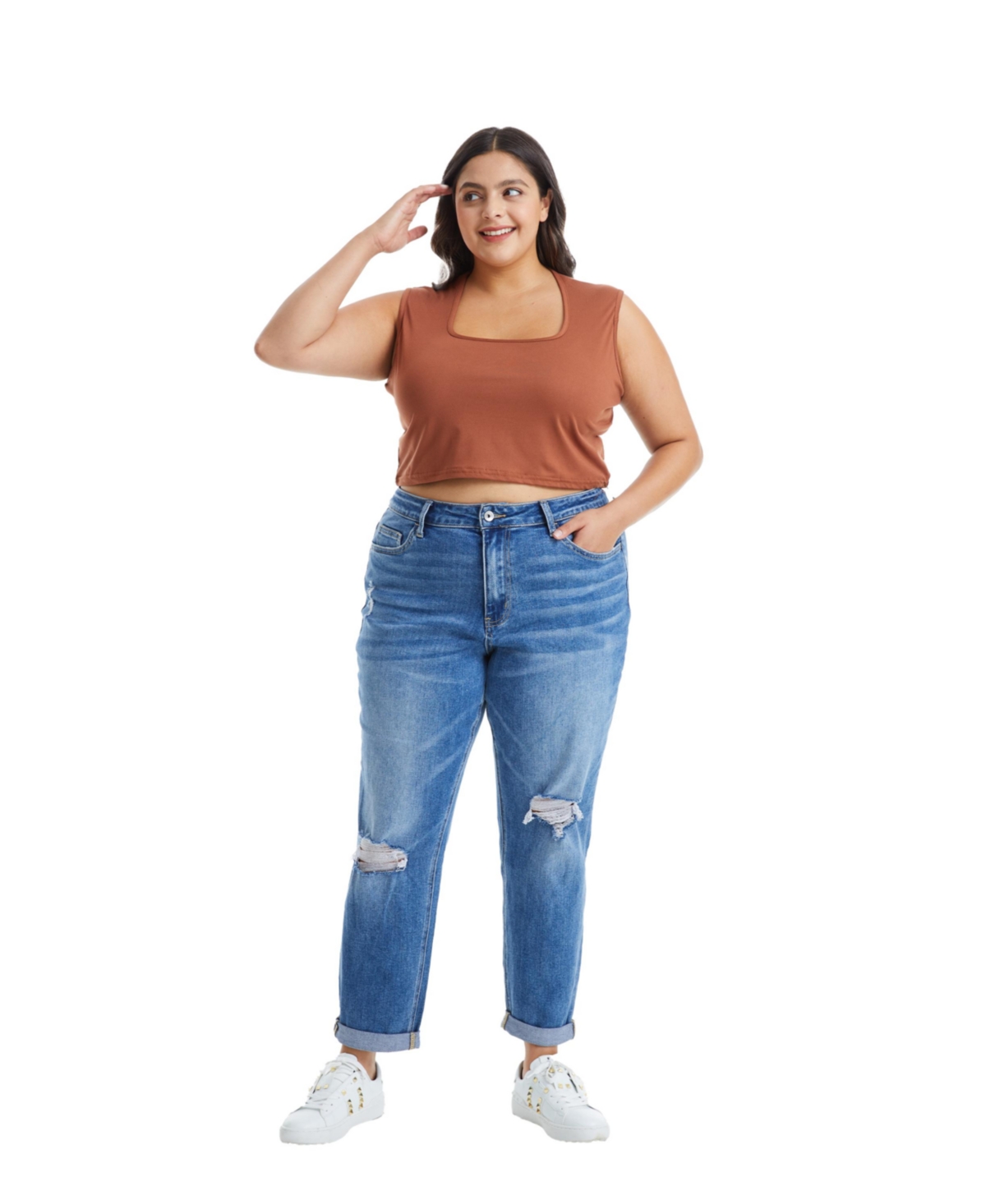 Bayeas Plus Size High Rise Relaxed Boyfriend Jeans