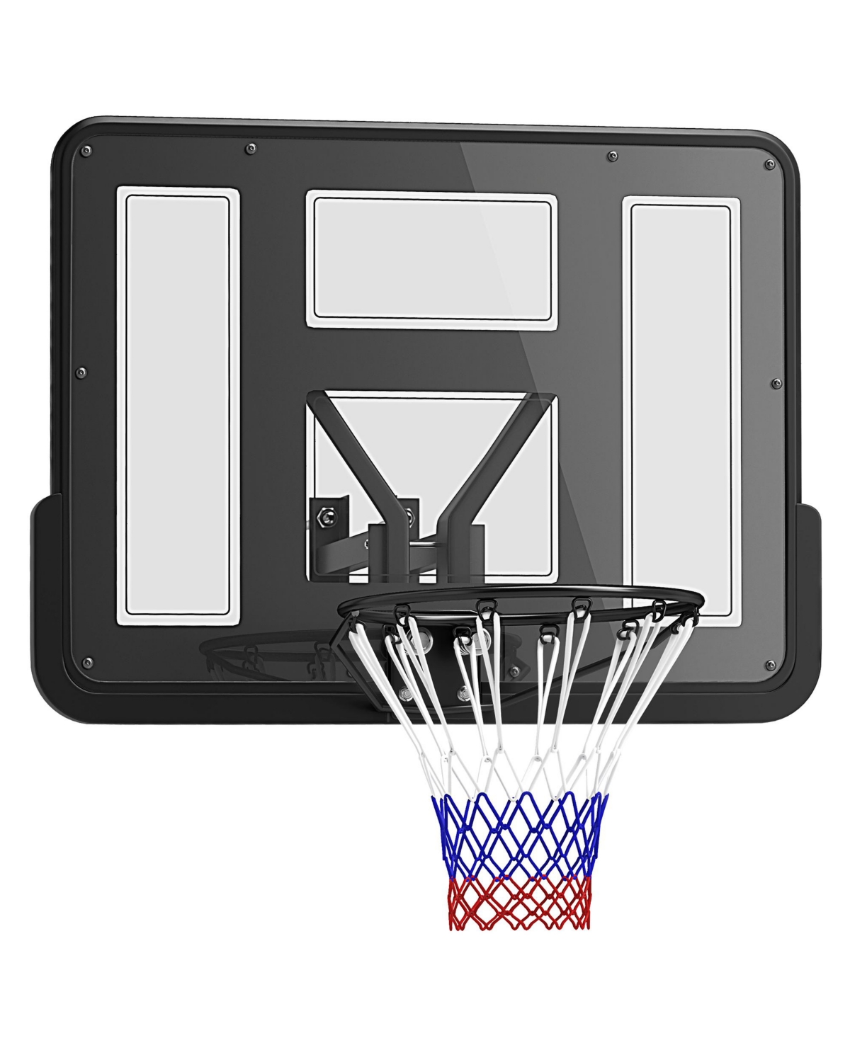 Wall Mounted Basketball Hoop with 43" Shatter Resist Backboard - Black