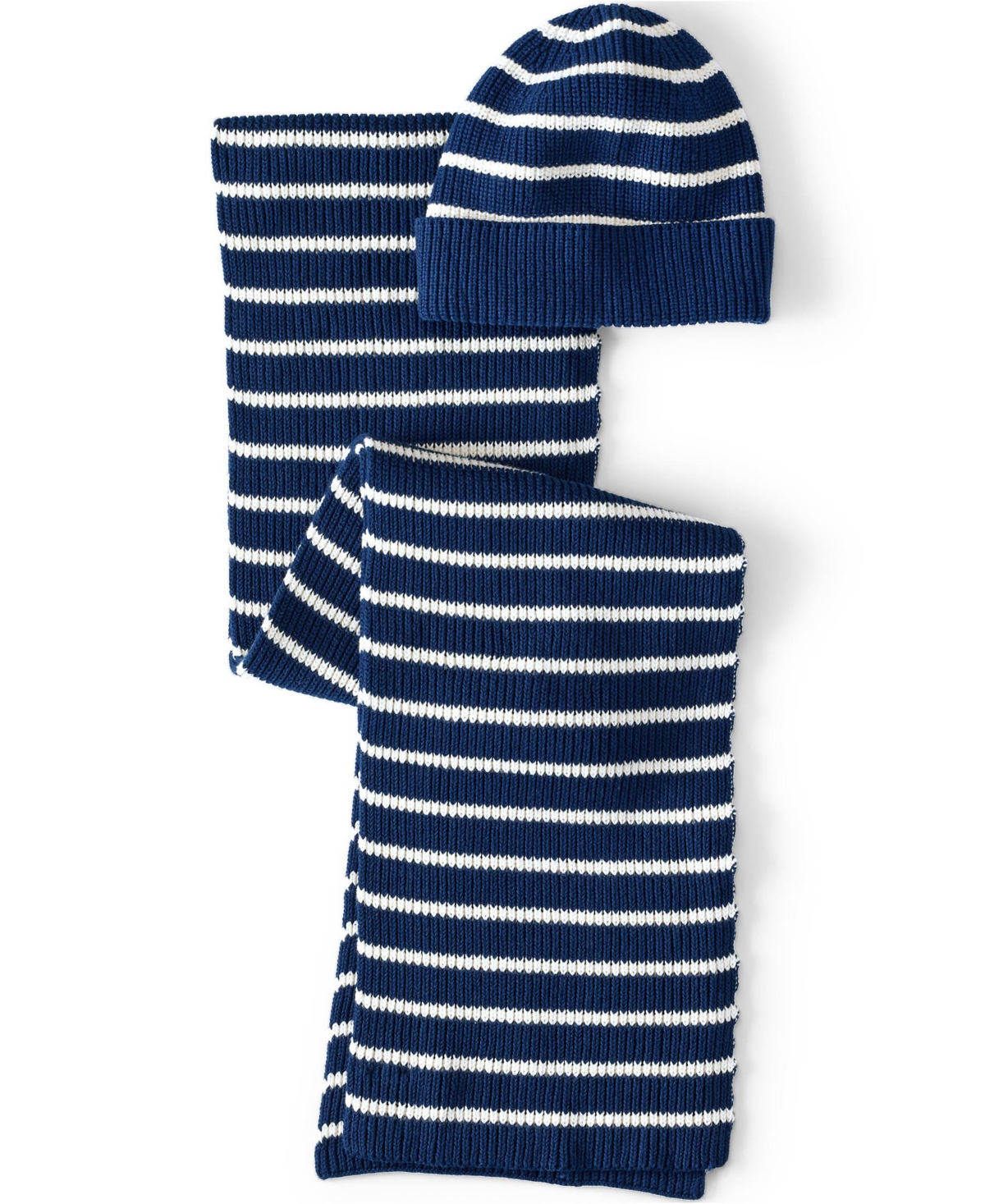 Drifter Scarf and Hat Set - Navy/fresh ivory stripe