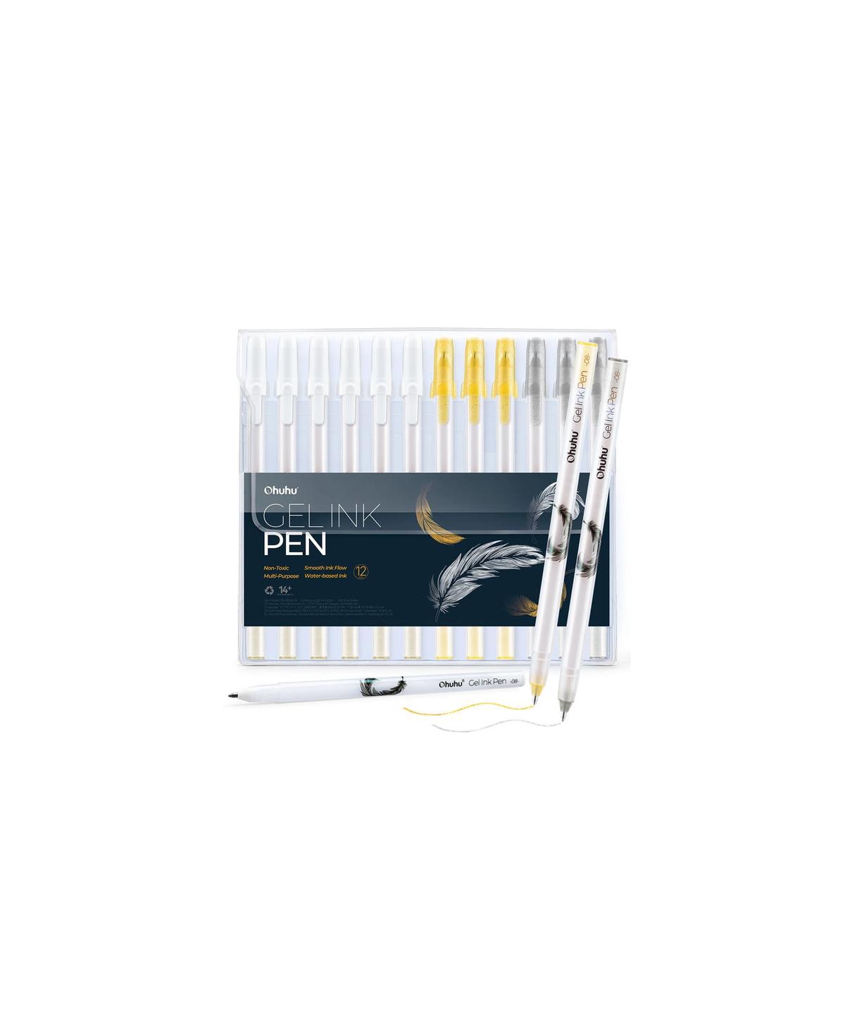 12ct Gold/Silver/White Gel Pens Y30-80600-55 - Assorted Pre-Pack