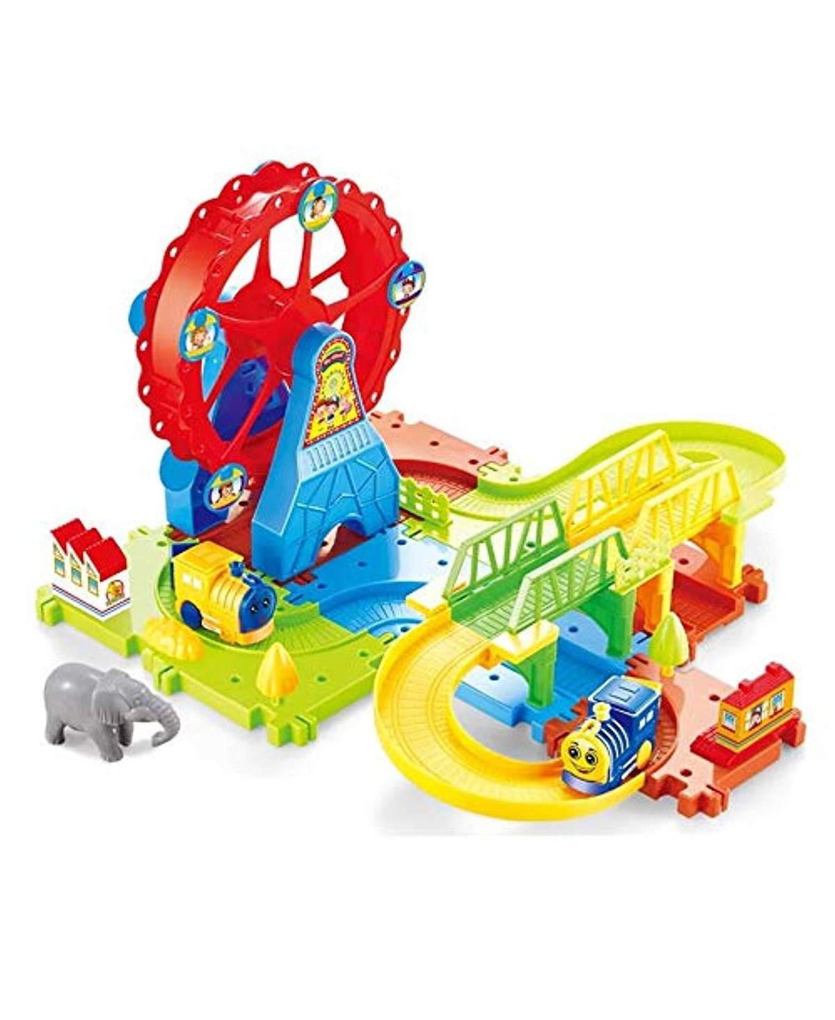 Slickblue Train Brick Set with Wheels  Plastic Building Blocks for Imaginative Railway Adventures