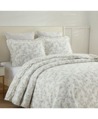 3-Piece 100% Cotton Oversized Ruffle Bedspread Coverlet Set Lightweight Quilt Set Queen