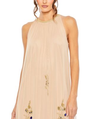 MAC DUGGAL ゴールドハンドビーズ ハイネック ミディドレス 30701220_fpx.tif