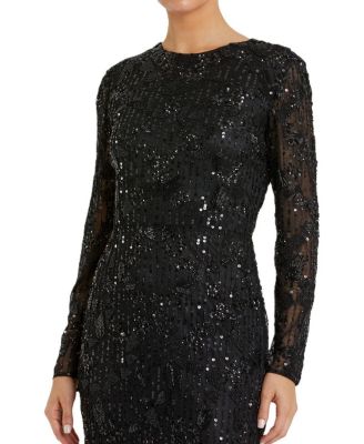 Women's High Neck Long Sleeve Embellished Dress