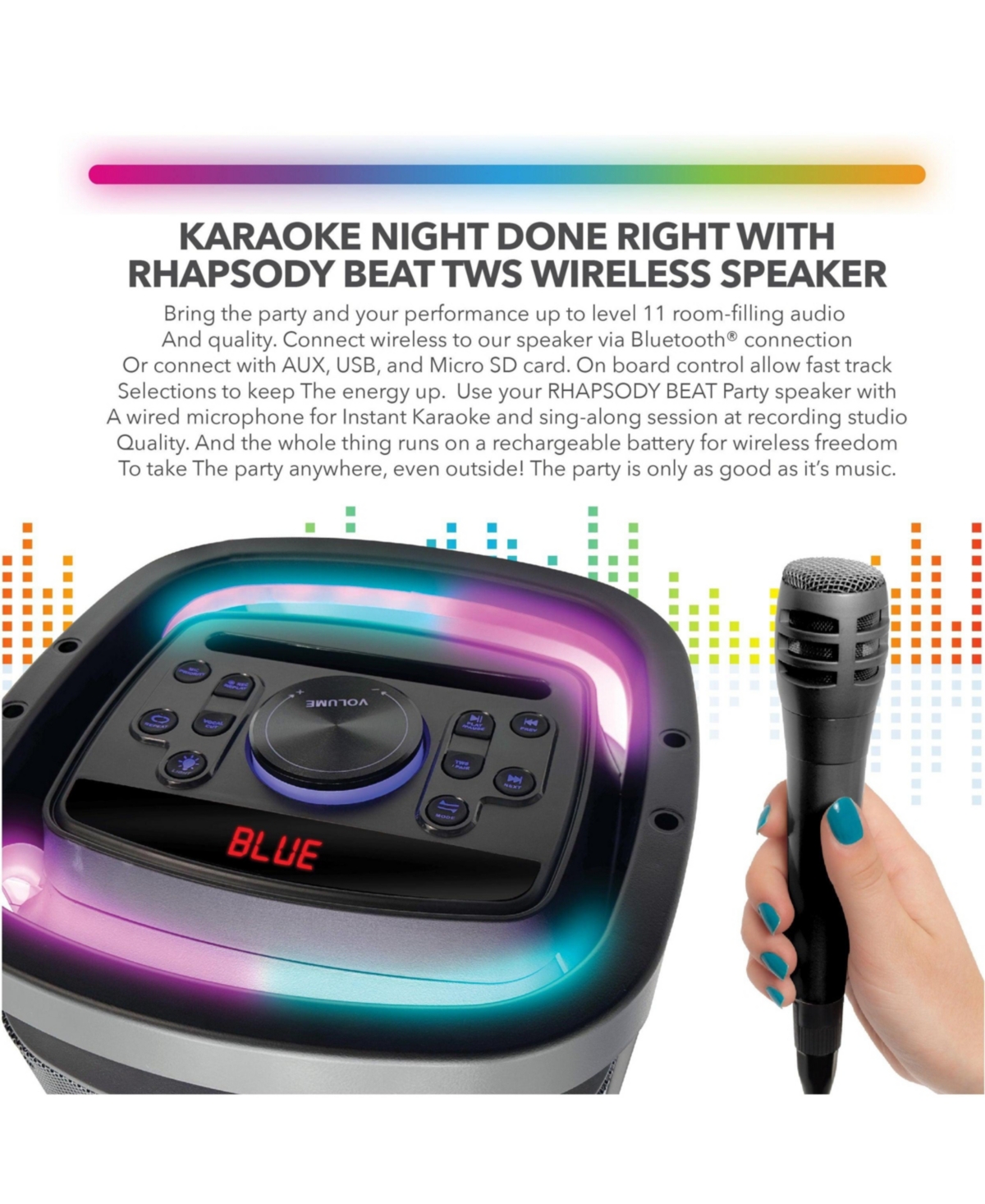 Rca Disco 2108 Flame Effect Bluetooth Speaker, Dual Woofer