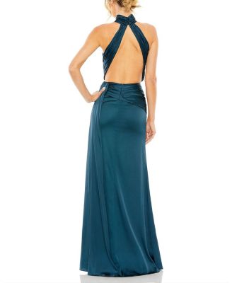 【Mac Duggal】Ruched Halter Neck Tie Back Gown 関税送料込 Ruched Halter Neck Tie Back Satin Gown | Lemon – Two Cumberland