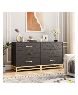  3-Drawer  MDF, Metal Handles  Gold Accents, Anti-Tip, Modern Design, Floor Mount  Dresser/Nightstand