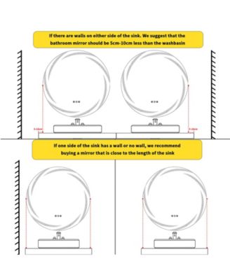 Round Circle Lighted Bathroom Mirror Anti Fog Vanity Mirror Stepless Dimming