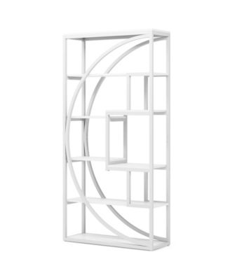 70.8-Inch Tall 5-Tier Bookshelf with 8 Open Shelves Industrial Etagere Bookcase Set of 2