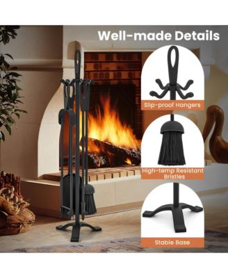 5 Pieces Fireplace Tool Set Fireplace Accessories with Poker