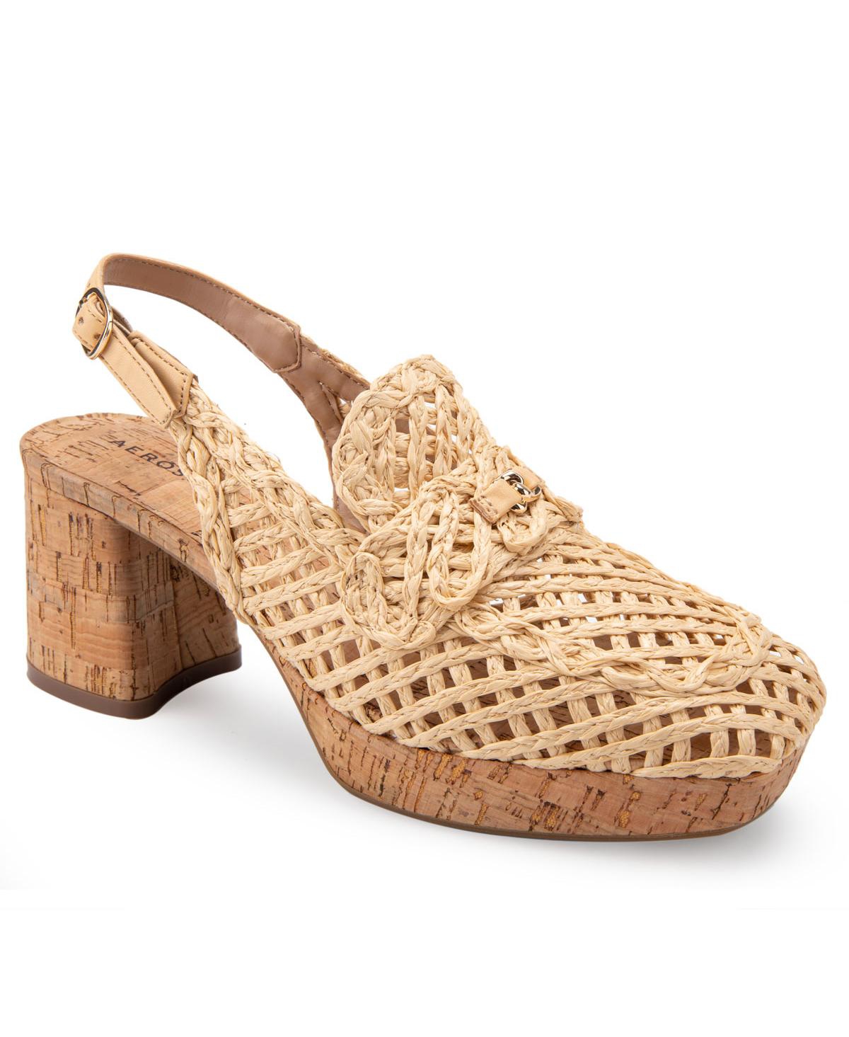 Shop Aerosoles Women's Santiago Raffia Platform Pumps In Natural Raffia