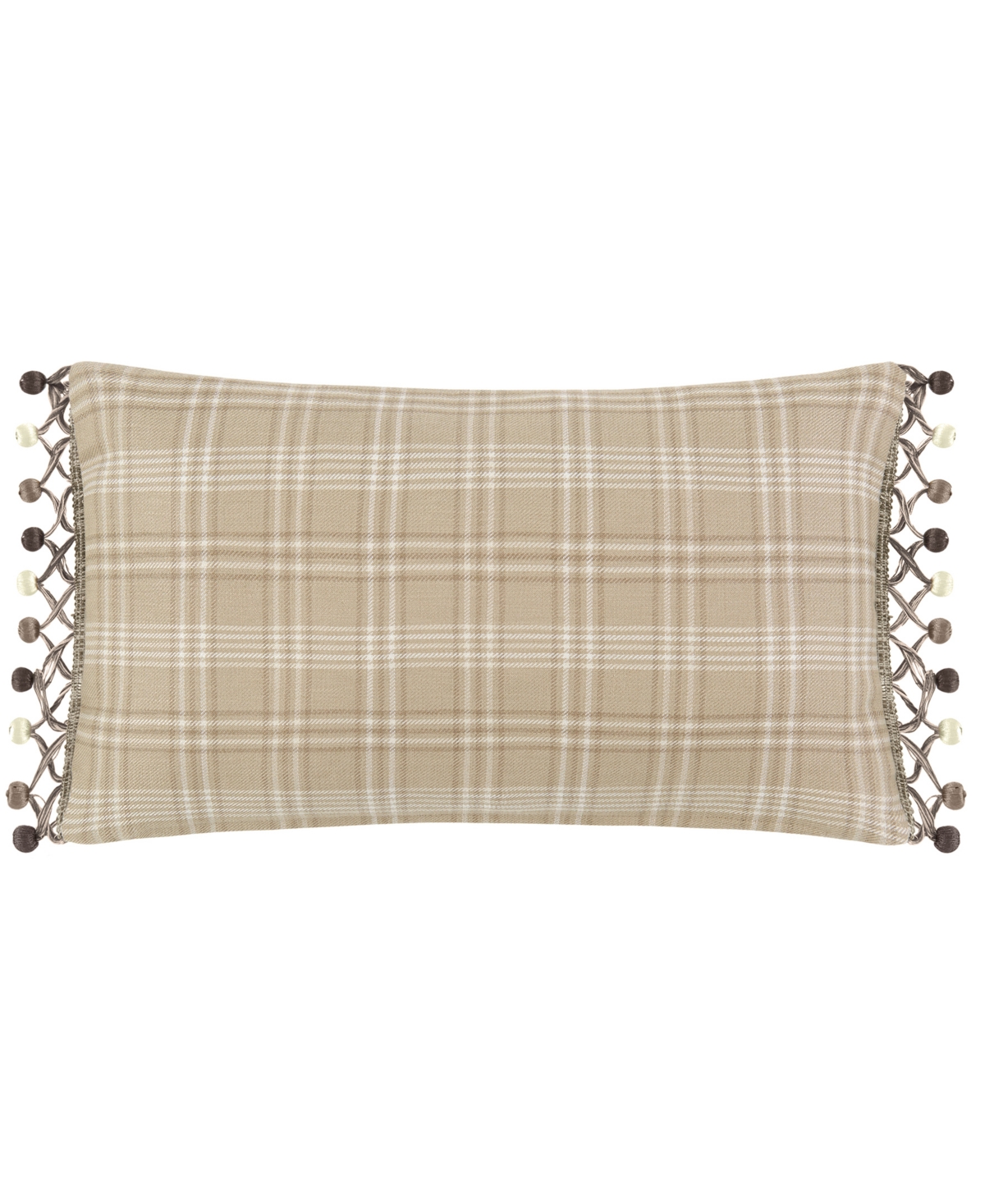 Rose Tree Bird Paradise Woven Checks Boudoir Dec Pillow, 20"x12" In Sepia