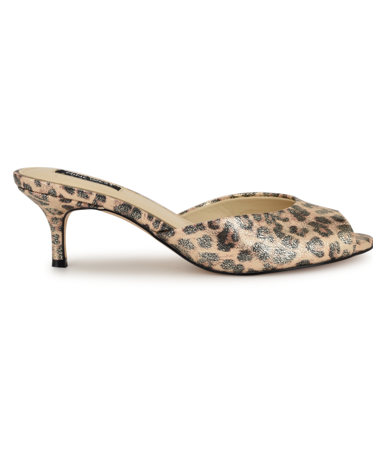 Shop Nine West Women's Luvlie Open Toe Kitten Heel Dress Sandals In Gold Shimmer Leopard
