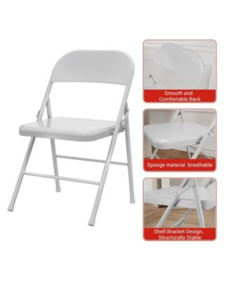 Foldable Dining Chairs Set of 4 – Metal Frame, 350 lb Capacity, Portable Orange Seats for Home, Office & Events.