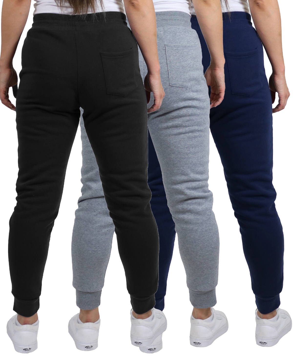Galaxy By Harvic Women's Pro Star Modern Fit Fleece Lined Joggers In Black-heather Grey-navy