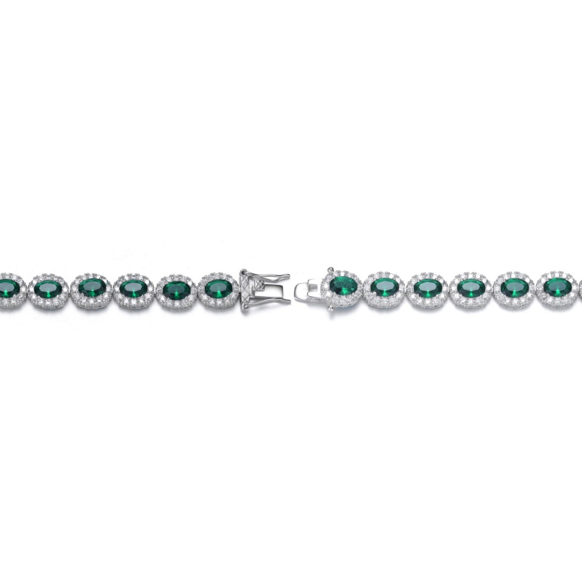 Genevive Sterling Silver Oval Clear Cubic Zirconia Stylish Tennis Bracelet