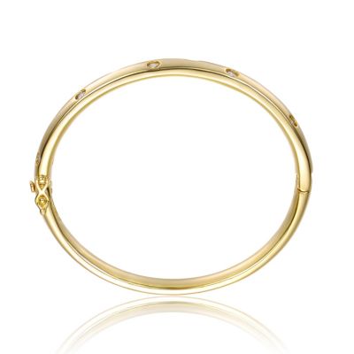 14K Gold Plated Starry Galaxy Cubic Zirconia Bangle Bracelet