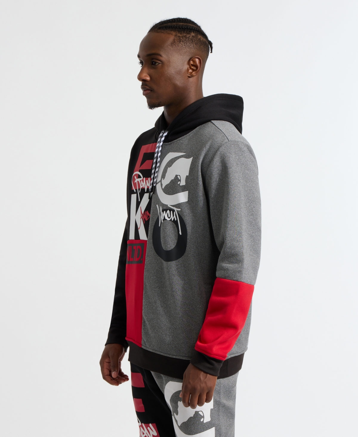 Ecko Unltd . Team Up Hoodie In Grey Marled