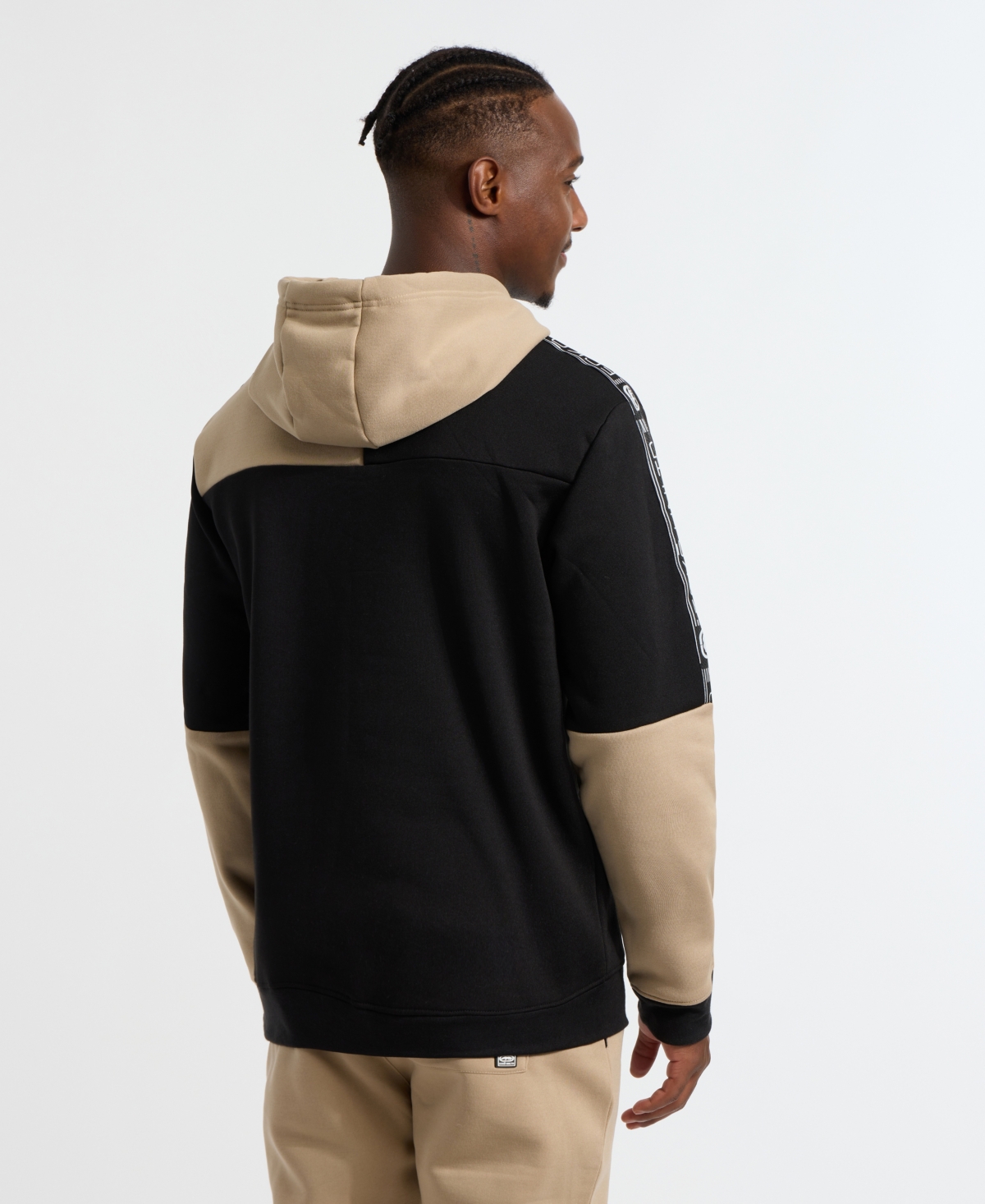 Ecko Unltd Men's Half Block Hoodie In Black,taupe