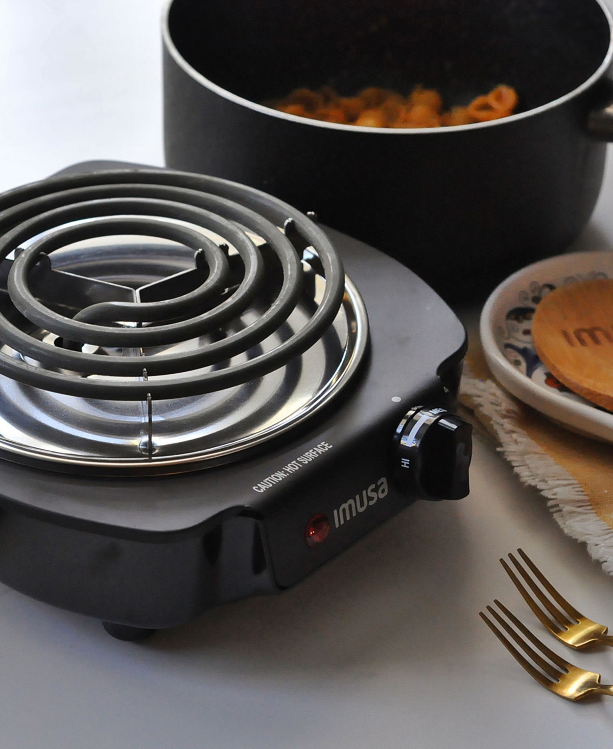 Imusa 1100 Watts Electric Single Burner In Black