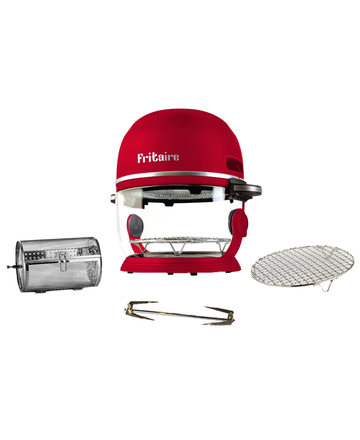 Fritaire Self Cleaning Glass Bowl Air Fryer Set, 4 Piece In Cherry