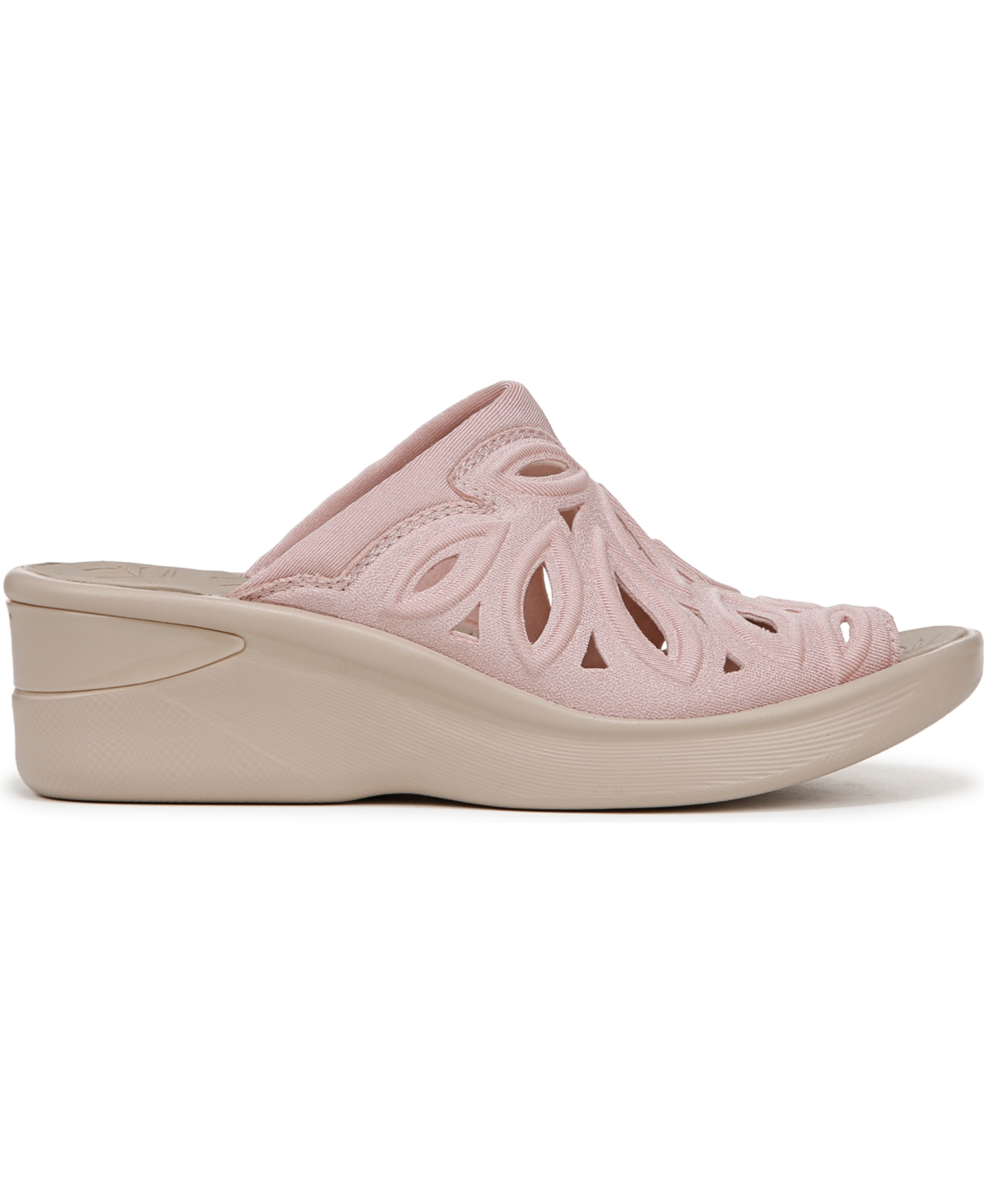 Bzees Women's Susie Washable Slide Wedge Sandals In Blush Shimmer Lycra Fabric
